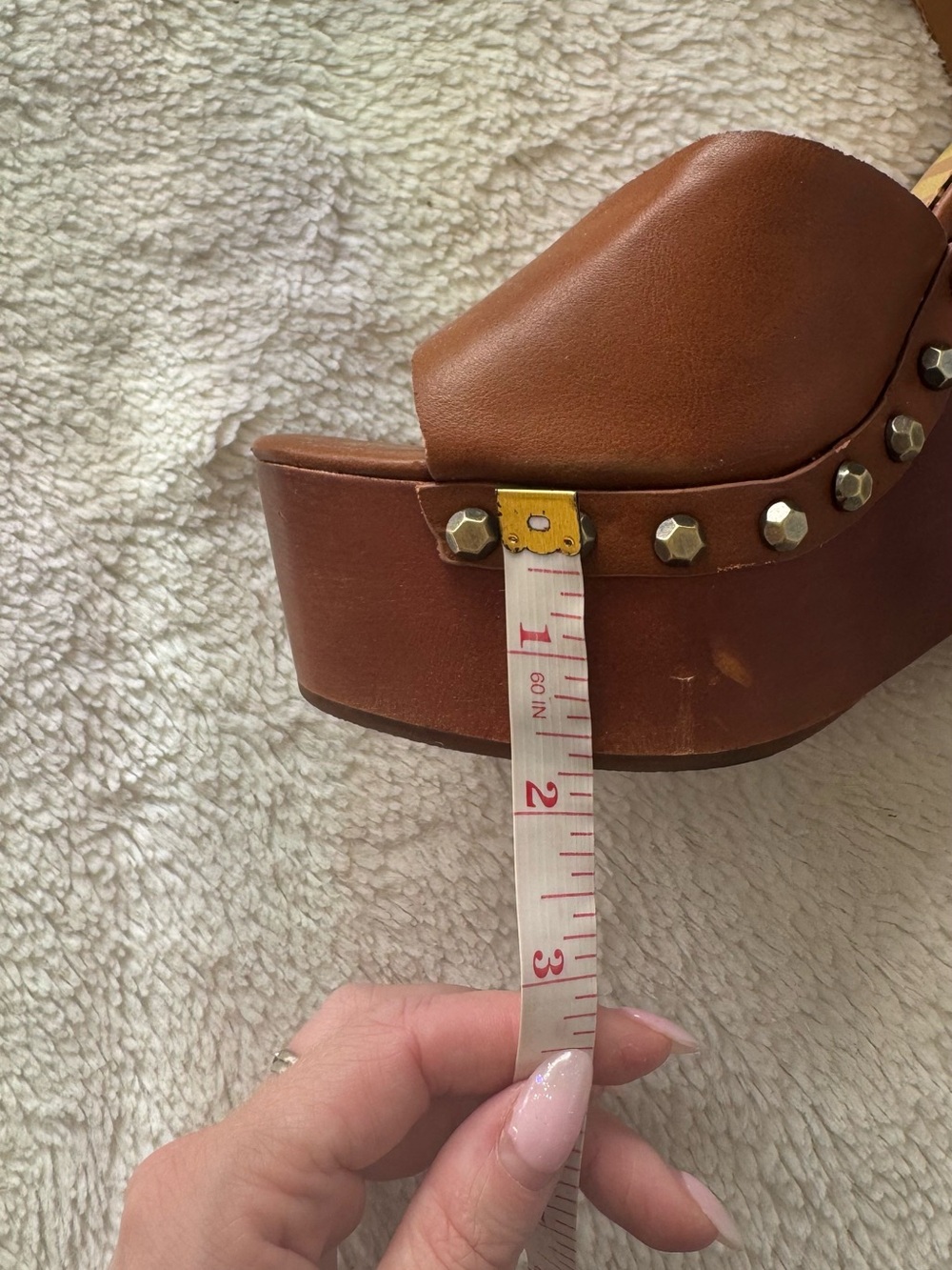 Sam Edelman Circus Wooden Brown Studded Platform Sandals - Picture 7 of 7